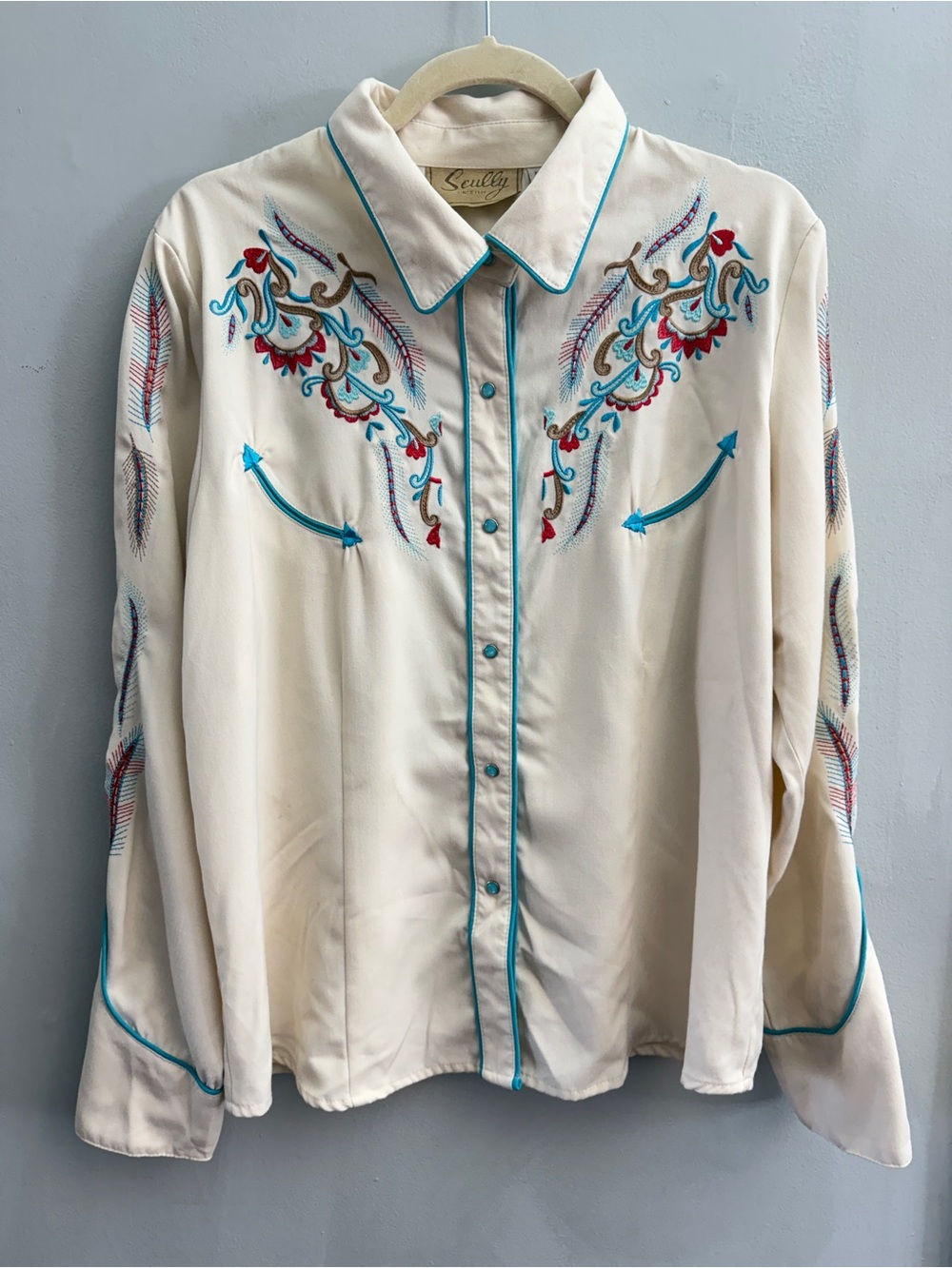 Scully Women’s Cutting Cowgirl Embroidered Western Shirt, Size XL
